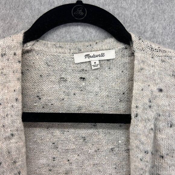 Madewell Women Medium Open Front Donegal Cardigan Pockets Gray Wool Blend Duster - Picture 2 of 12